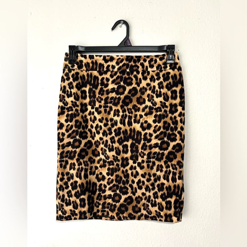 Charter Club Skirt Size 4P Leopard Spots Animal Brown Pencil Knee Length Y2K EUC